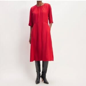 Everlane Haute Red Elbow Sleeve the City Stripe Dress, Women's Size 12 Flowy